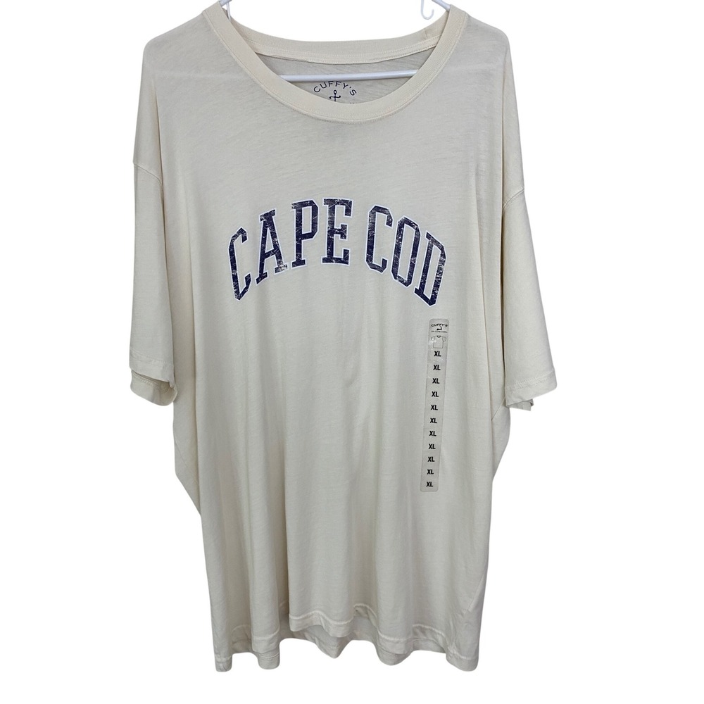 Cuffy's Cape Cod T-Shirt Mens XL Cream Ocean Wash Cotton Nautical Preppy Tee
